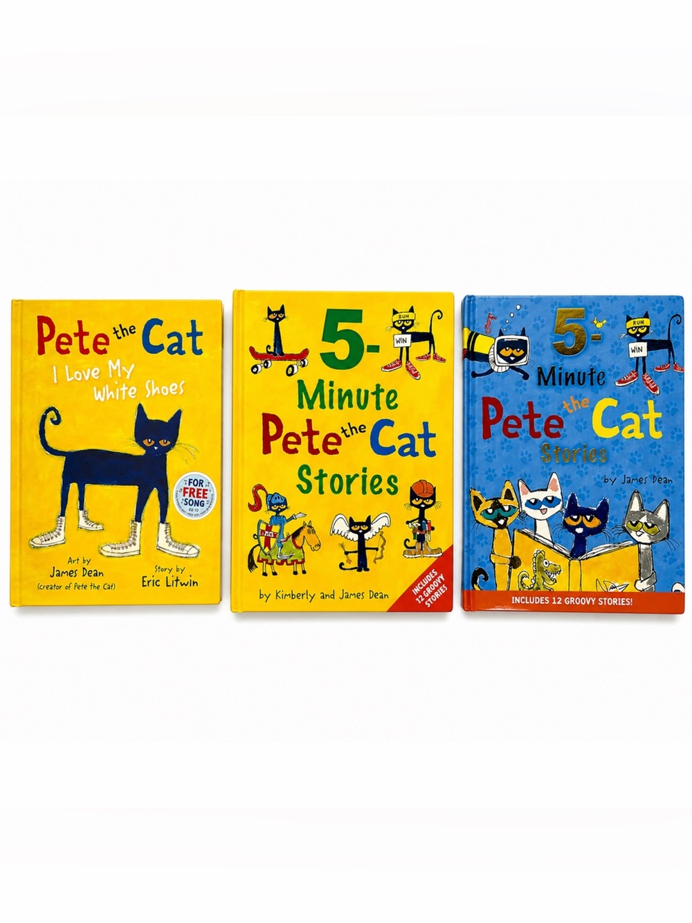 Pete the Cat 3 Hardcover Book Lot 5-Minute Stories I Love My White Shoes Kids